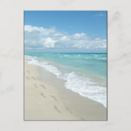 Cartão Postal Pegadas em White Sandy Beach, Scense Aqua Blue