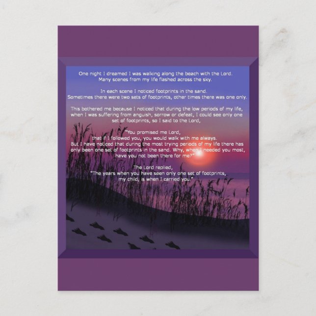 Cartão Postal Pegadas na areia (Frente)