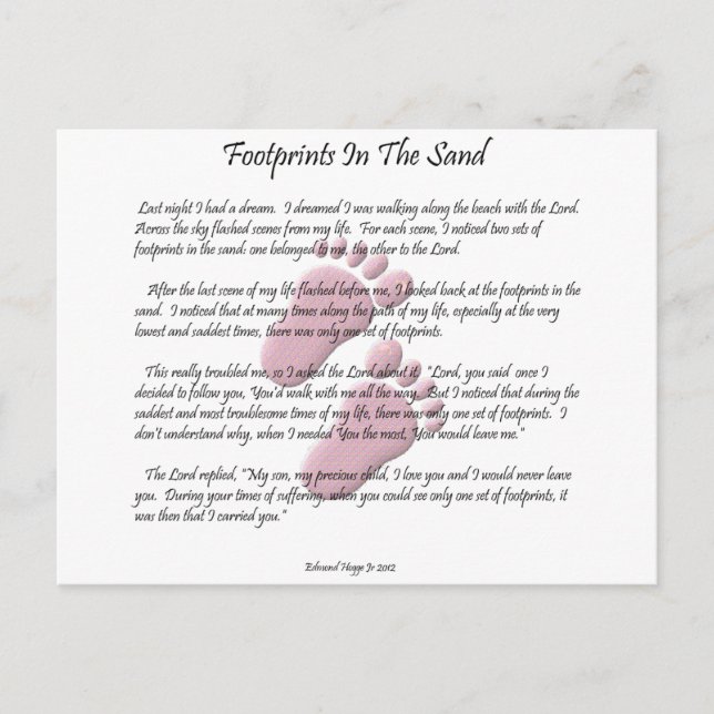 Cartão Postal Pegadas Na Areia (Frente)
