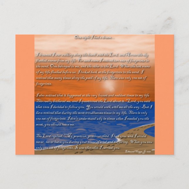 Cartão Postal Pegadas no Poema da Areia (Frente)