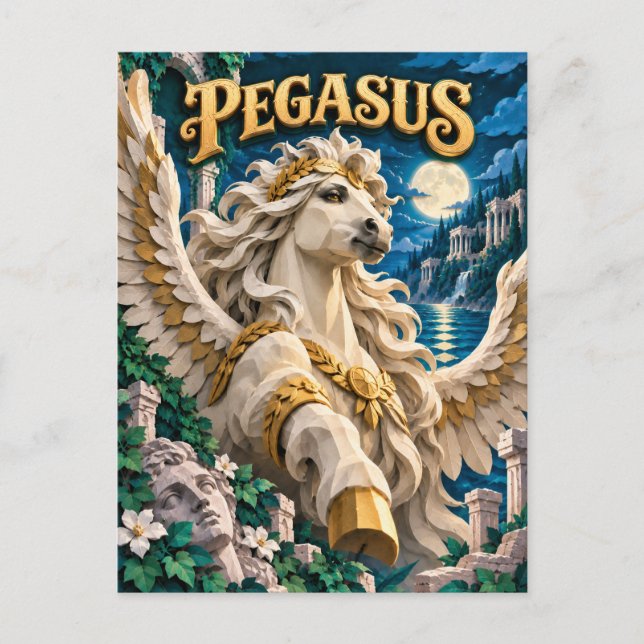 Cartão Postal Pégaso, Monstro de Corte de Papel (Frente)