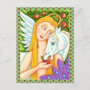 CARTÃO POSTAL PEGASUS DE ARTE FOLK E ATÉ EM JARDIM DE EDEN, CAV