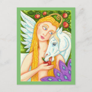 CARTÃO POSTAL PEGASUS DE ARTE FOLK E ATÉ EM JARDIM DE EDEN, CAV