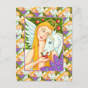 CARTÃO POSTAL PEGASUS DE ARTE FOLK E ATÉ EM JARDIM DE EDEN, CAVA