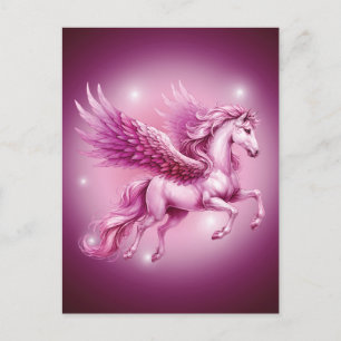 Cartão Postal Pégasus Rosa Fantasia Bonita
