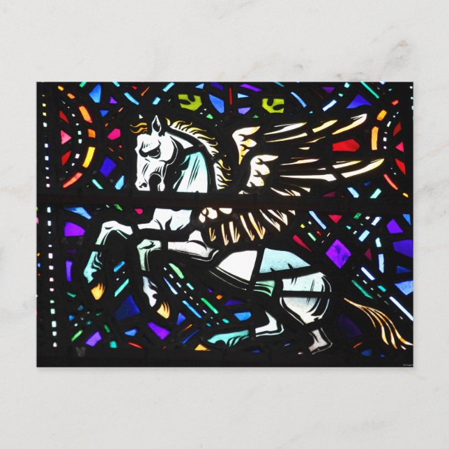 Cartão Postal Pegasus Winged Horse de Vidro Esperado Fantasia (Frente)