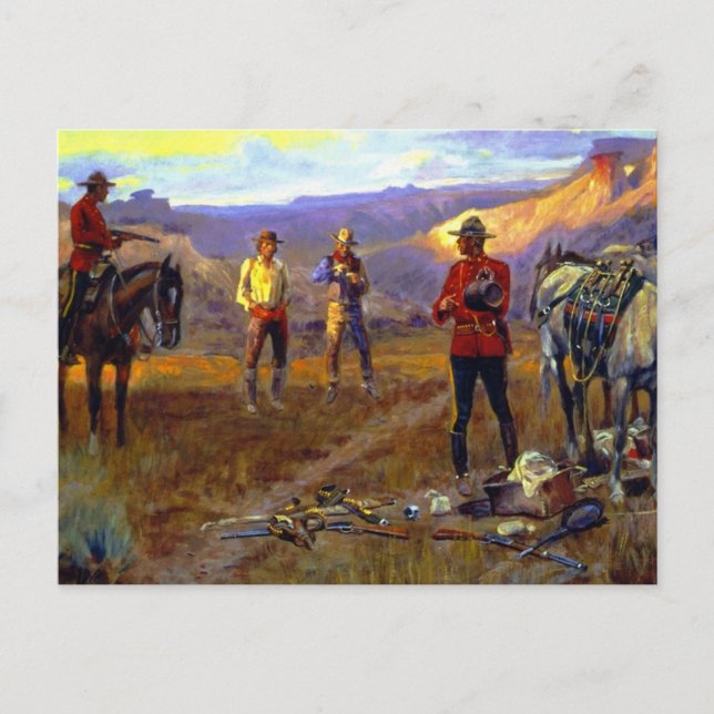 Cartão Postal “Pego Com as Mercadorias” por Charles M Russell (Frente)