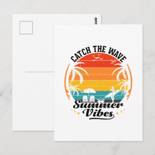 Cartão Postal Pegue a Onda Vibrações de Verão