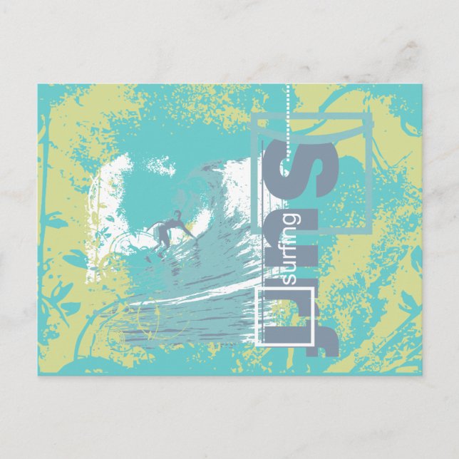 Cartão Postal Pegue Camisetas e presentes de surf de onda (Frente)