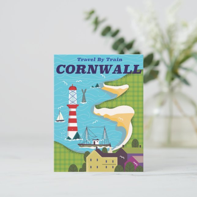 Cartão Postal Pegue um trem para Cornwall (Em pé/Frente)