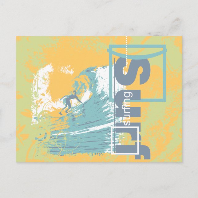 Cartão Postal Pegue uma Onda Surfando Camisetas e Presentes (Frente)