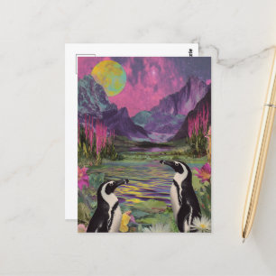 Cartão Postal Peguins Surreal Mídia mista
