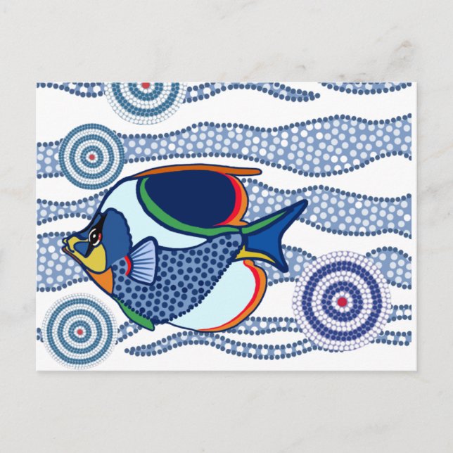 Cartão Postal Peixe-Arte Dot Aborígena-01 (Frente)