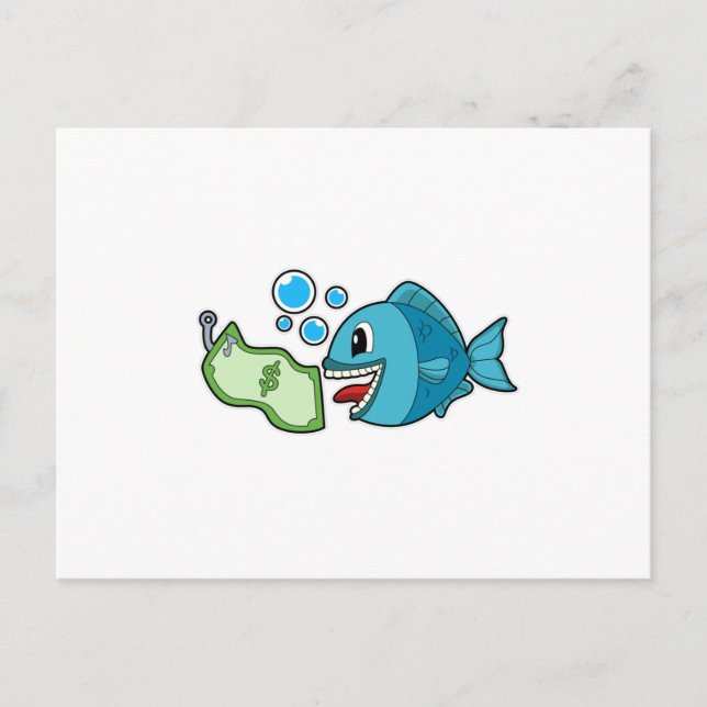 Cartão Postal Peixe com nota bancária (Frente)
