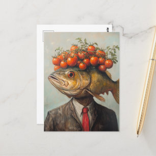 Cartão Postal Peixe com Tomates na Cabeça