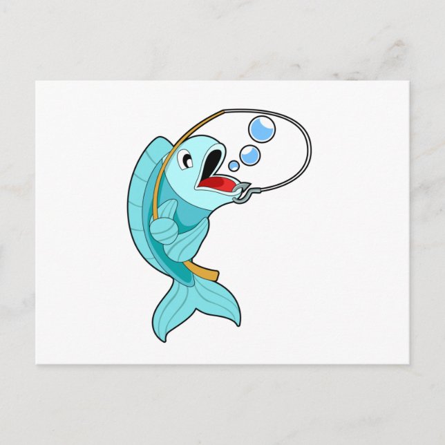 Cartão Postal Peixe com vara de pescar (Frente)