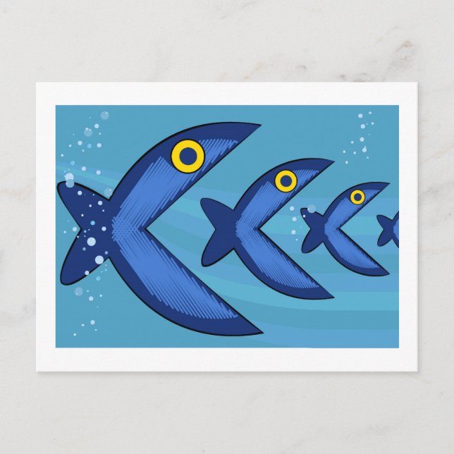 Cartão Postal Peixe come peixe (Frente)