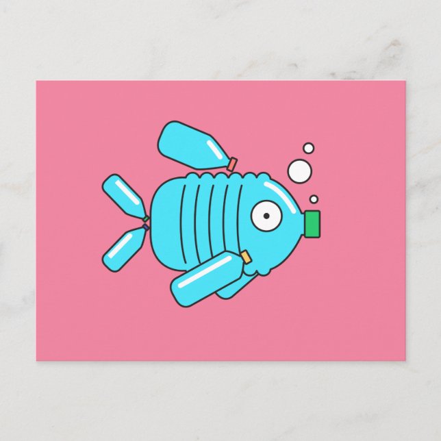 Cartão Postal Peixe de Garrafa Plástica // Conscientização sobre (Frente)