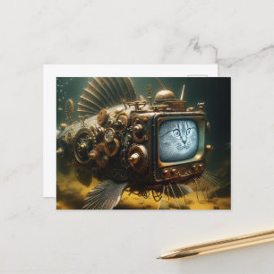 Cartão Postal Peixe de Gato Steampunk