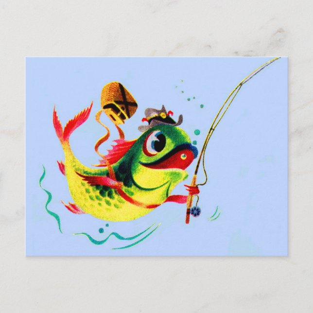 Cartão Postal peixe de pesca dos anos 40 (Frente)