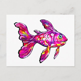Cartão Postal Peixe Dourado Magenta