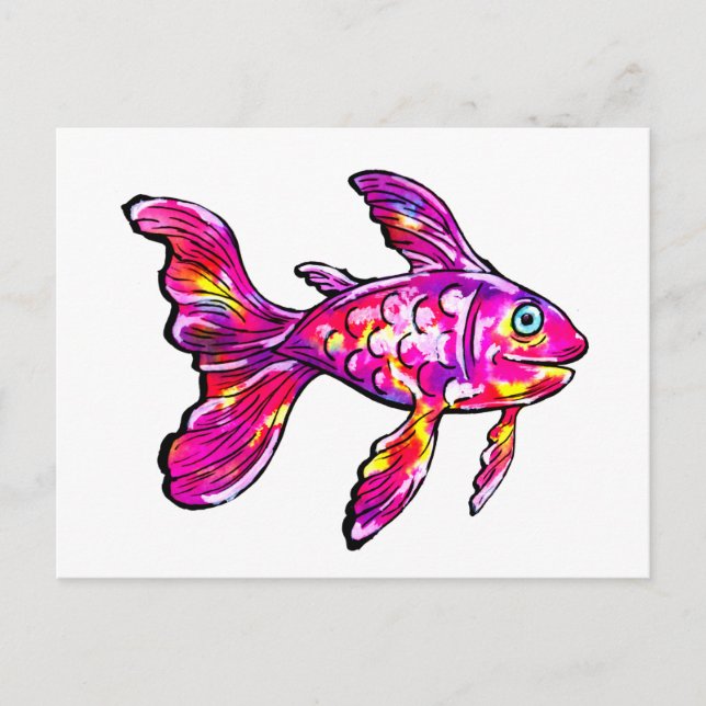Cartão Postal Peixe Dourado Magenta (Frente)