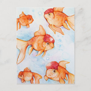 Cartão Postal Peixe Dourado Oranda Chique