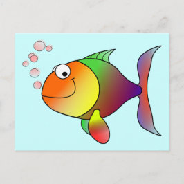 Cartão Postal Peixe Engraçado Bonito - Colorido