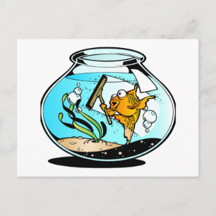 Cartão Postal Peixe Engraçado de Limpeza de Primavera