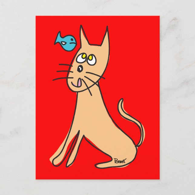 Cartão Postal Peixe & Gato (Frente)