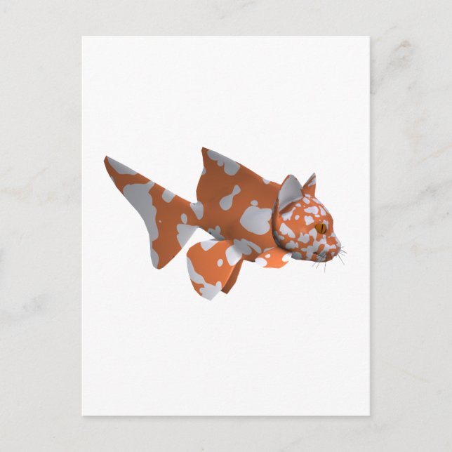 Cartão Postal Peixe-gato-do-mato-branco-laranja (Frente)
