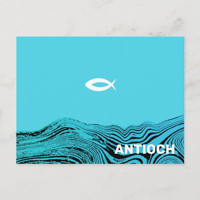 Cartão Postal Peixe Jesus Ondas Águas (Frente)