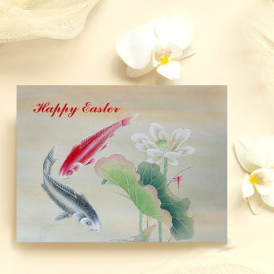 Cartão Postal Peixe Koi com Lotus