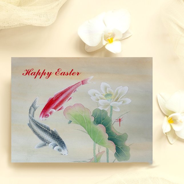 Cartão Postal Peixe Koi com Lotus (Criador carregado)