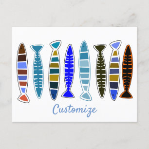 Cartão Postal Peixe listrado multicolorido Thunder_Cove