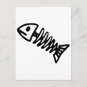 Cartão Postal Peixe morto Ossos do crânio Fóssil