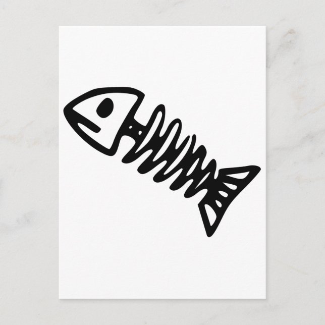 Cartão Postal Peixe morto Ossos do crânio Fóssil (Frente)