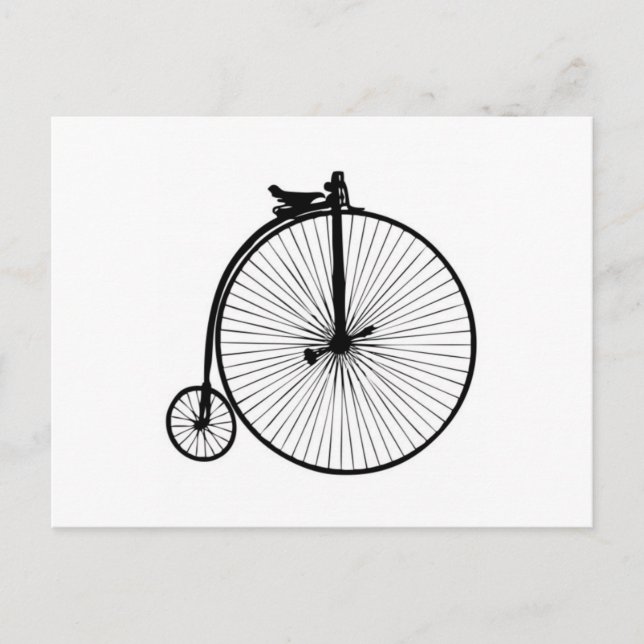 Cartão Postal Peixe preto pedrado bicicleta vintage (Frente)