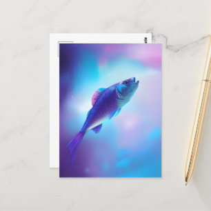 Cartão Postal Peixe púrpura e azul