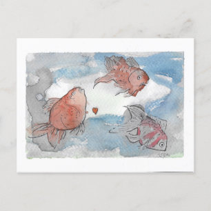 Cartão Postal Peixes com desejos