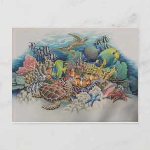 Cartão Postal Peixes do Recife de Coral em Sinfonia