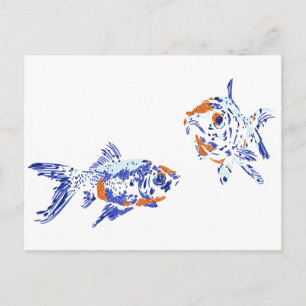 Cartão Postal Peixes dourados