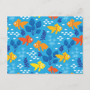 Cartão Postal Peixes Dourados no Aquário