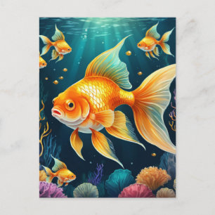 Cartão Postal Peixes Dourados submarinos