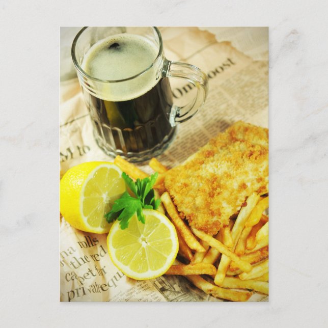 Cartão Postal Peixes e batatas fritas (Frente)