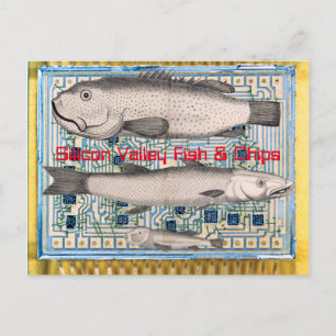 Cartão Postal Peixes e Chips do Vale do Silício