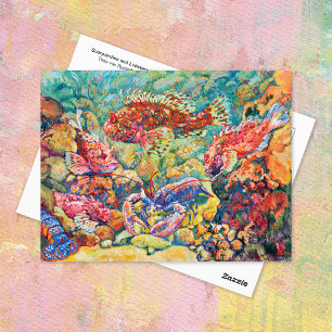 Cartão Postal Peixes-escorpião Lagostas Aquário Théo Rysselbergh