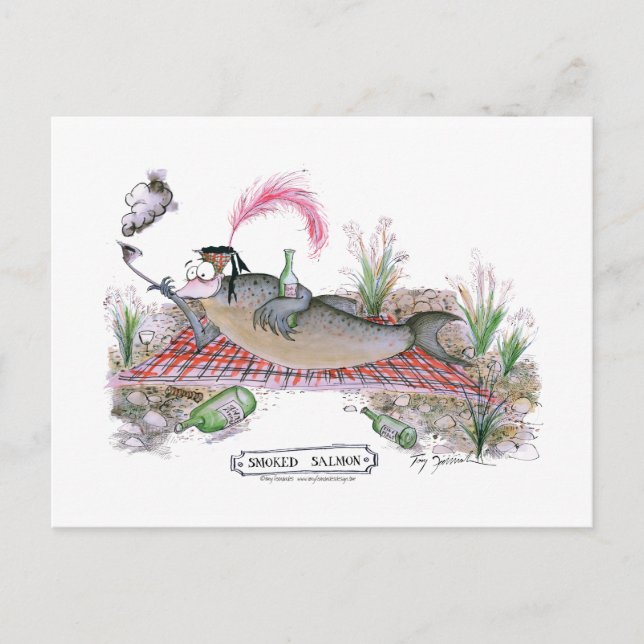 Cartão Postal Peixes fumados de salmão, tony fernandes (Frente)