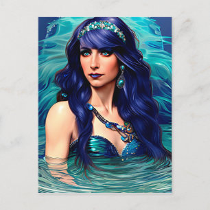 Cartão Postal Peixes Mermaid Queen Original Fantasy art