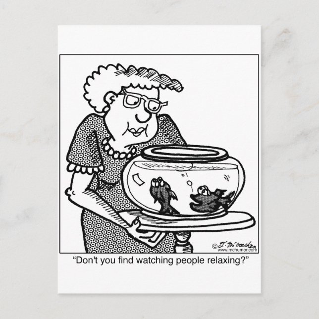 Cartão Postal Peixes relaxam observando Pessoas (Frente)
